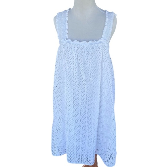 Everlane The Eyelet Smock Dress in White Size large - Picture 3 of 8